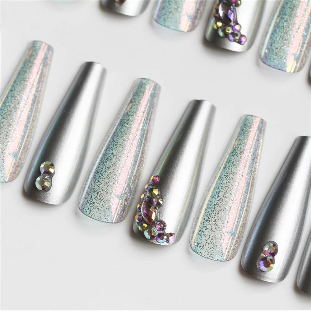 

rhinestone press on nails coffin press on nails luxury finger nails press on