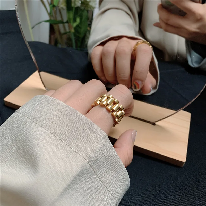 

2022 New Fashion INS Trend Net Hip Hop Mechanical Wind Titanium 316L Stainless Steel Finger Rings