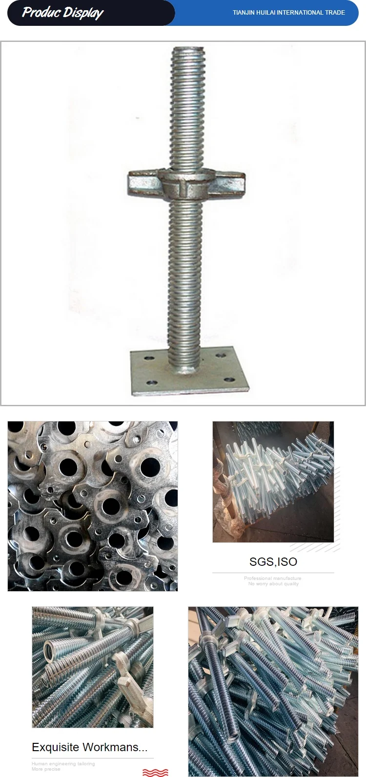 Jhead Vis Jack Base Échafaudage Acier Réglable Jack Base Vis Jack Avec Plaque De Base Pivotante