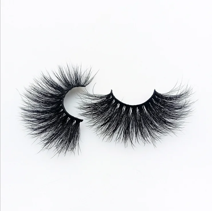 

Luxury free sample private label Hand Made strip false eyelashes mink 100% Real 25mm 3D Mink Eyelashes, Black color