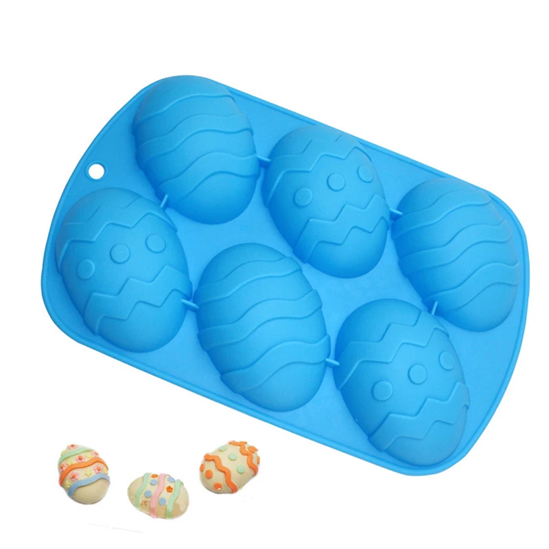 

6-Cavity Easter Egg Chocolate Mold Food Grade Easter Candy Cookie Mold Silicone Baking Cake Mould For Easter /Handmade Soap Mold, Red/blue/pink/orange/green/yellow/sky blue/navy blue/purple