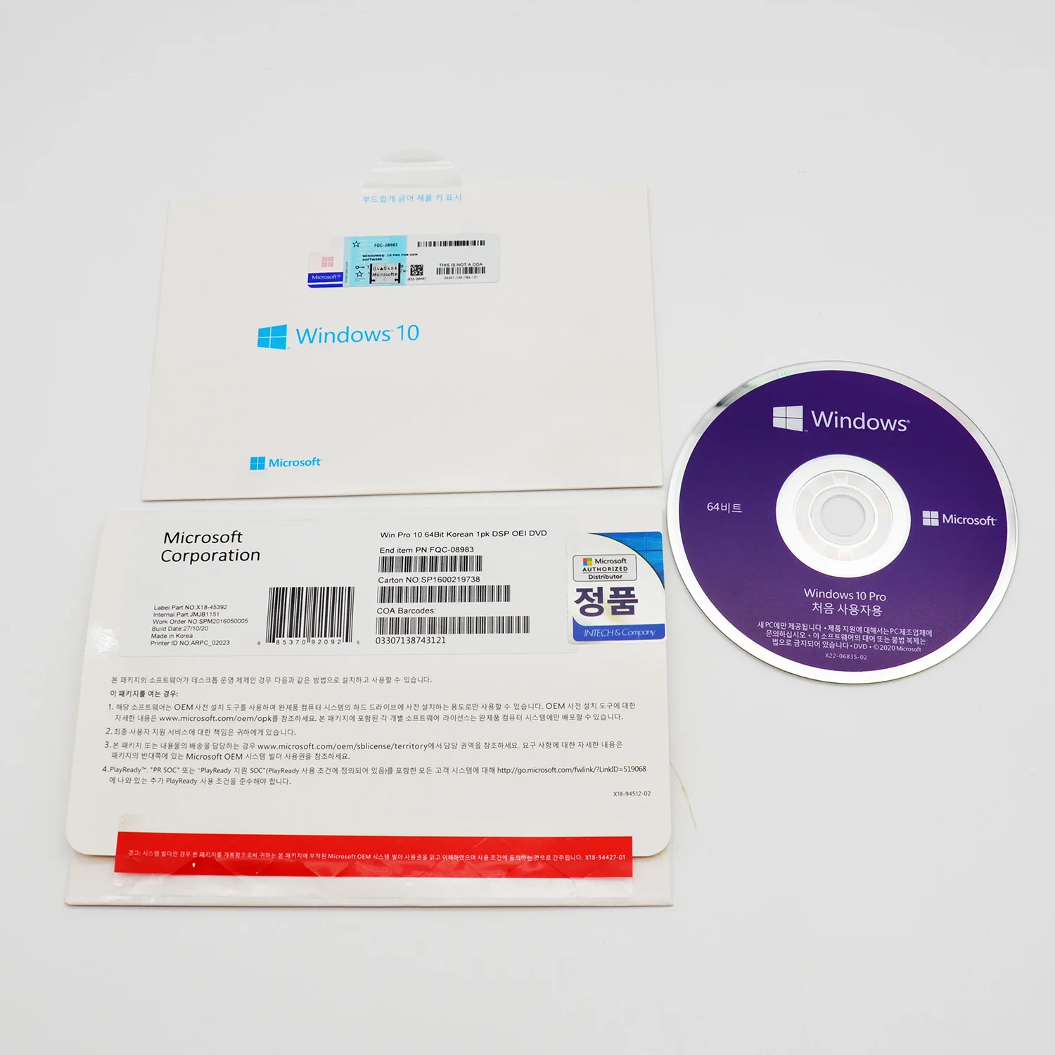 

Microsoft Windows 10 Pro OEM DVD Full Package Spanish Korean Japanese Language DHL Free Shipping Original OEM Key