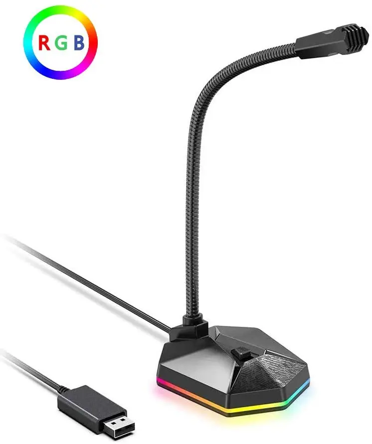 

Xiaokoa stereo condenser microphone professional studio computer microphone with RGB colored lights