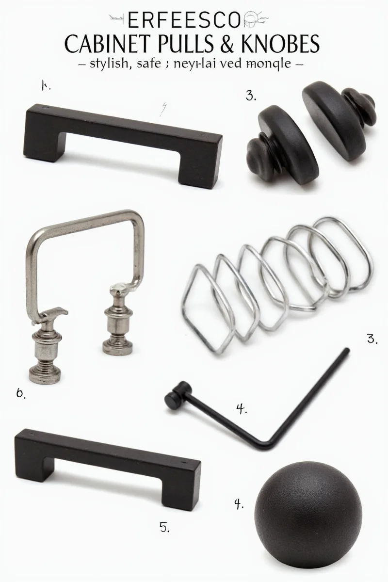 Holiday-themed black and gold cabinet knobs displayed seasonally