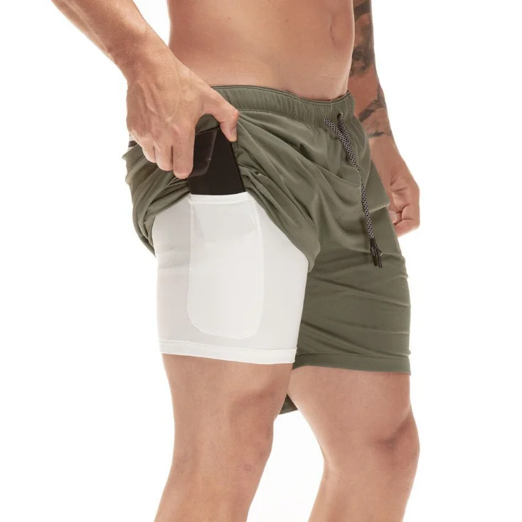 Custom Polyester Spandex Running Shorts Mens Gym Shorts With Pocket