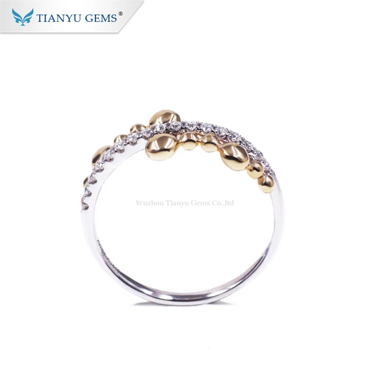 

Tianyu gems customized fashion pure yellow and white gold moissanite diamond ladies gold rings