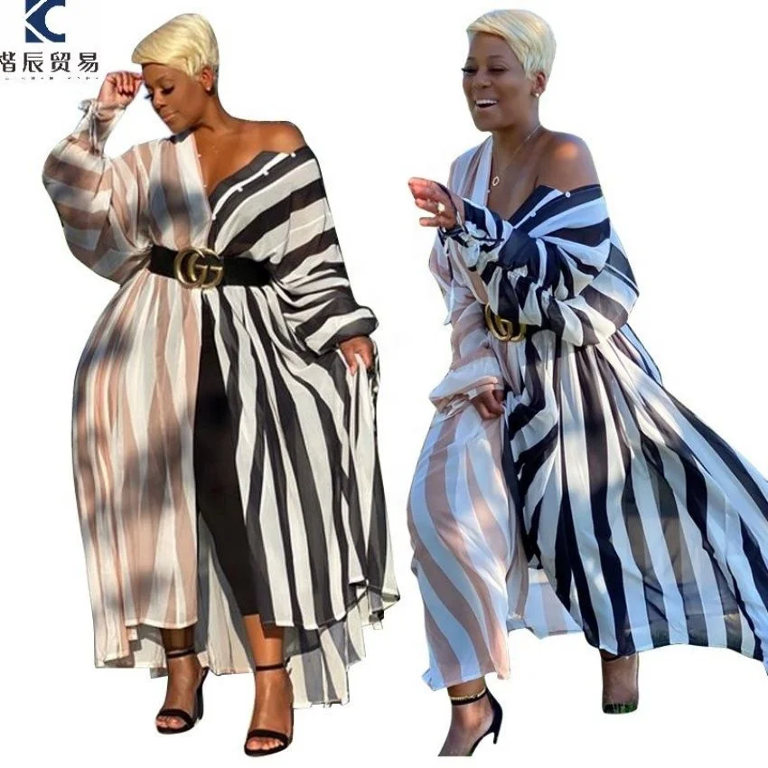 

2021 New Arrivals Winter Stripe Casual Women Clothing Plus Size dress & skirts 4xl 5xl