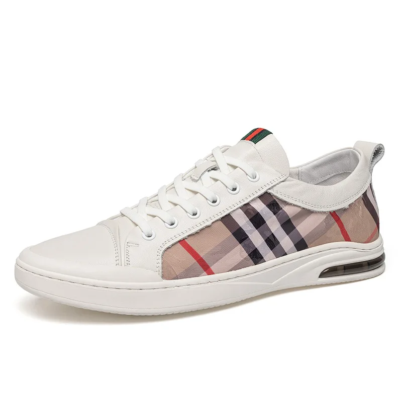 

New leather casual sneakers trendy hot white shoes, White,black