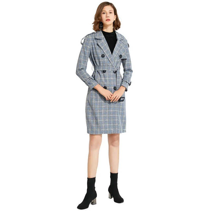 

Women's Jacket 2020 Autumn and Winter New Plaid Jacket Long Sleeve Lapel Windbreaker Jacket