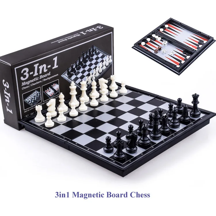 

3 in 1 magnetic chess games Backgammon Checker Set Wood Adult Kids Chess Case Custom Game Customized Box Logo Wooden Time Sets