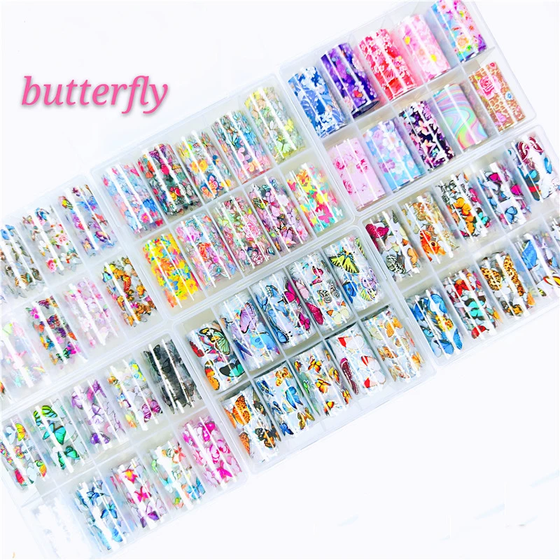 

High Quality Custom Designer Nail Transfer Foil Rolls Wrap Butterfly Nail Foil Sticker, Picture