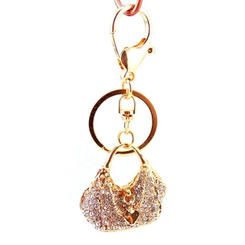 

Fashion Accessories Rhinestone Enamel Handbag Shaped Women Keychain, Crystal, blue