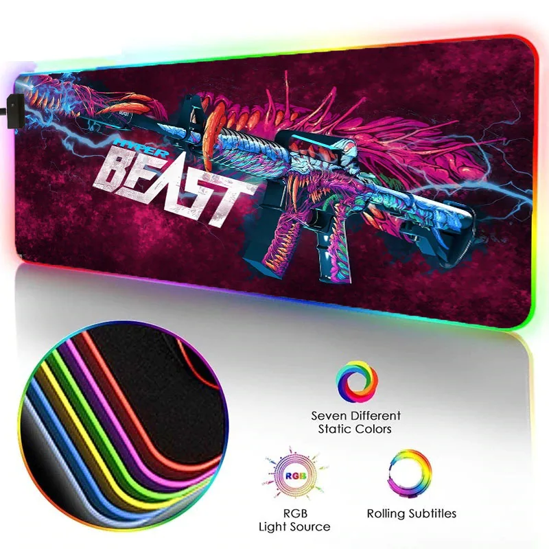 

Gaming Mouse Pad Anime Gamer Mice Pad LED Backlit Mat Keyboard Desk Mat