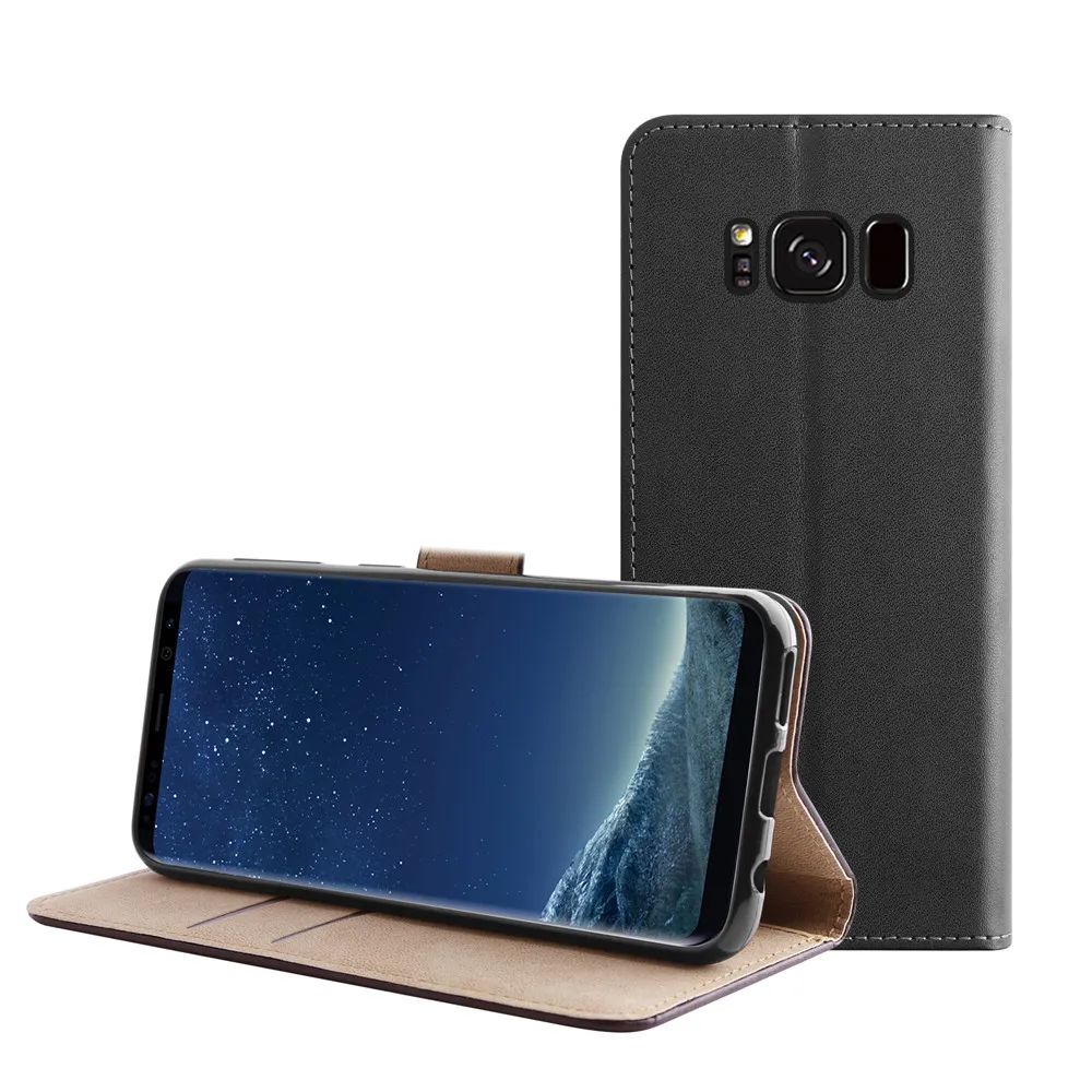 

Laudtec Luxury RFID Blocking Wallets Genuine Leather Cases for Samsung Galaxy S8 Card Slots