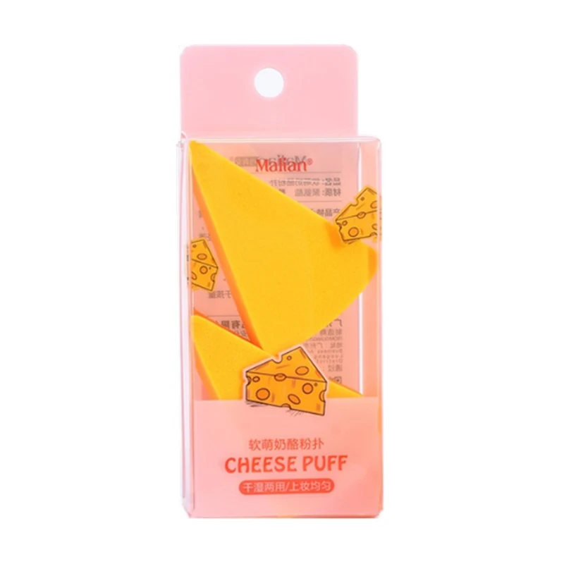 

The new soft facial two puffs dry and triangle fan-shaped Hydrophilic Polyurethane Beauty cheese puff powder puff, Yellow