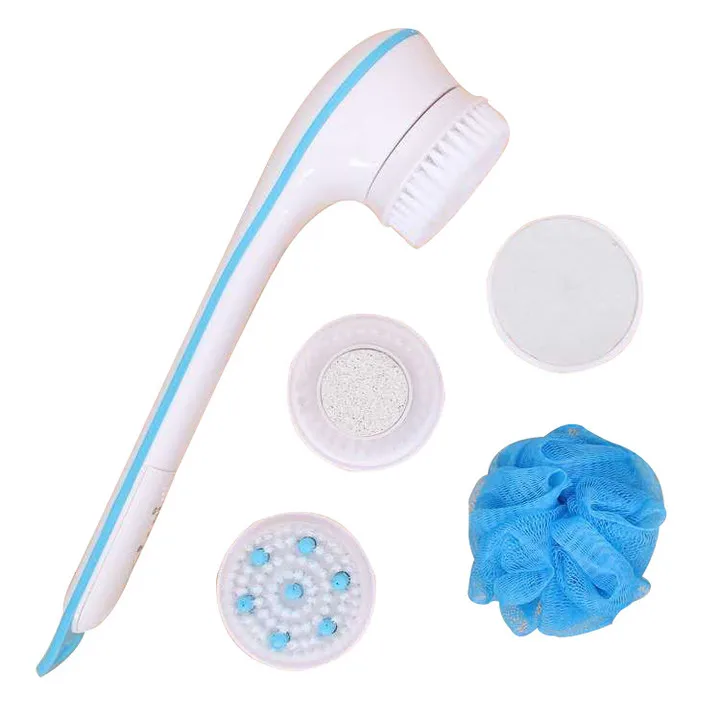 

5 in 1 Long Handle Waterproof Electric Face Brush Body Cleaner Soft SPA Bath Electric Body Brush Dry Cell Cosmetic Brush
