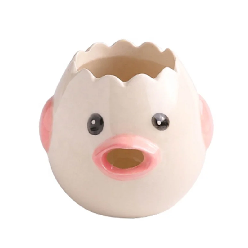 

Kitchen Gadget Creative Ceramic Cartoon Chicken Egg Yolk White Separator Egg Divider, Pink,yellow