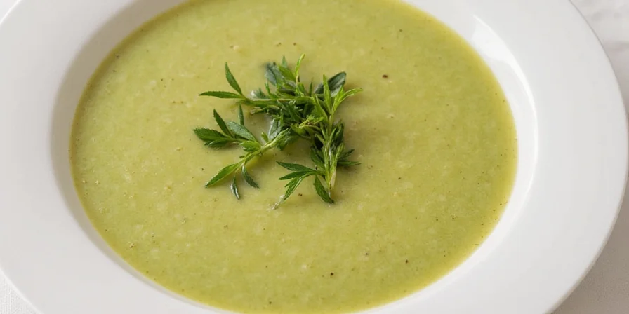 Close-up of parsley garnish on soup