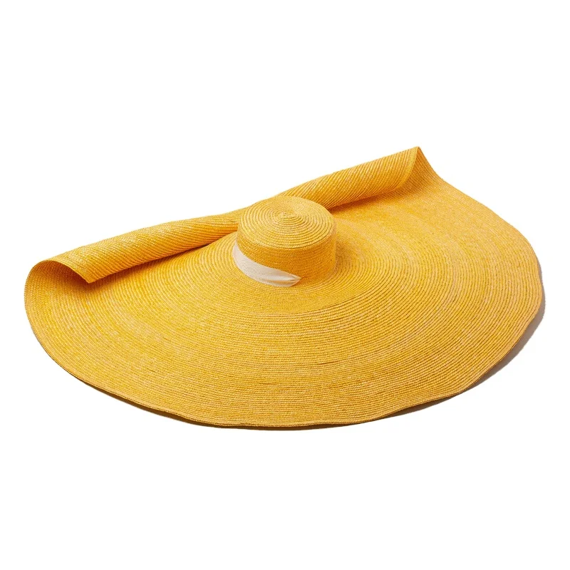 

Shinehats 1.2m 80cm brim Wheat Light Flat Top Large Wide Sun yellow straw hat for ladies women outdoor