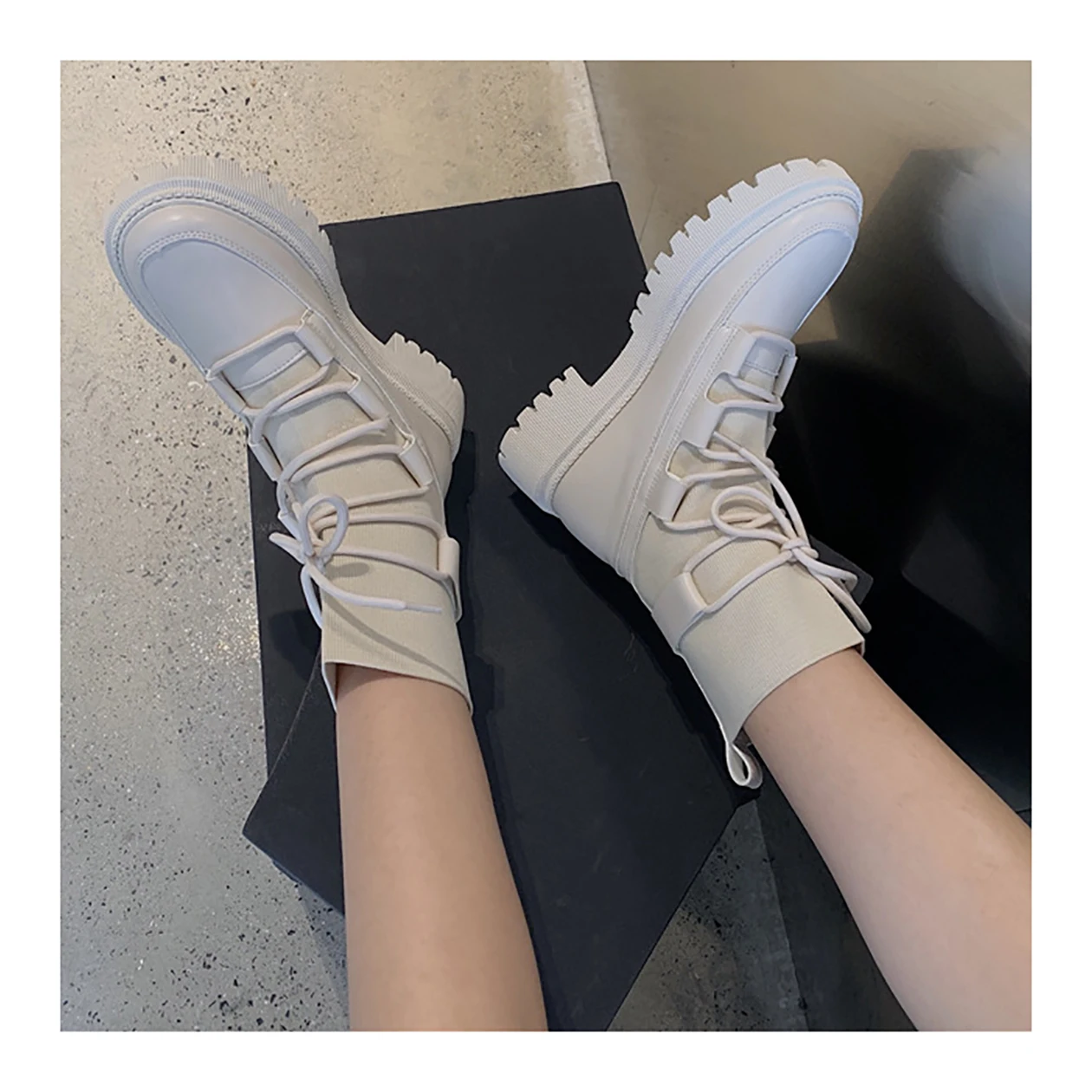 

Boots Women Shoes Durable Footwear 2021 Winter Over Ankle Boots Ankle Black Booties Flat Heel Lady Leather Boots Women Shoes