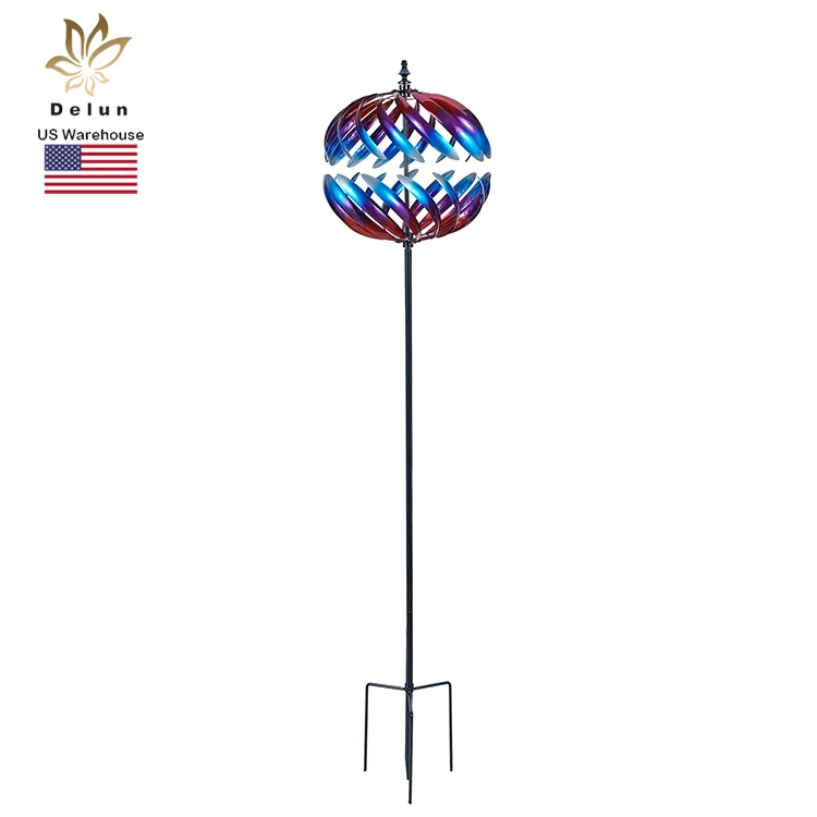 Image of Unique Garden Windmill Decorative 3D Large Metal Wind Sculpture Spinner with Stake