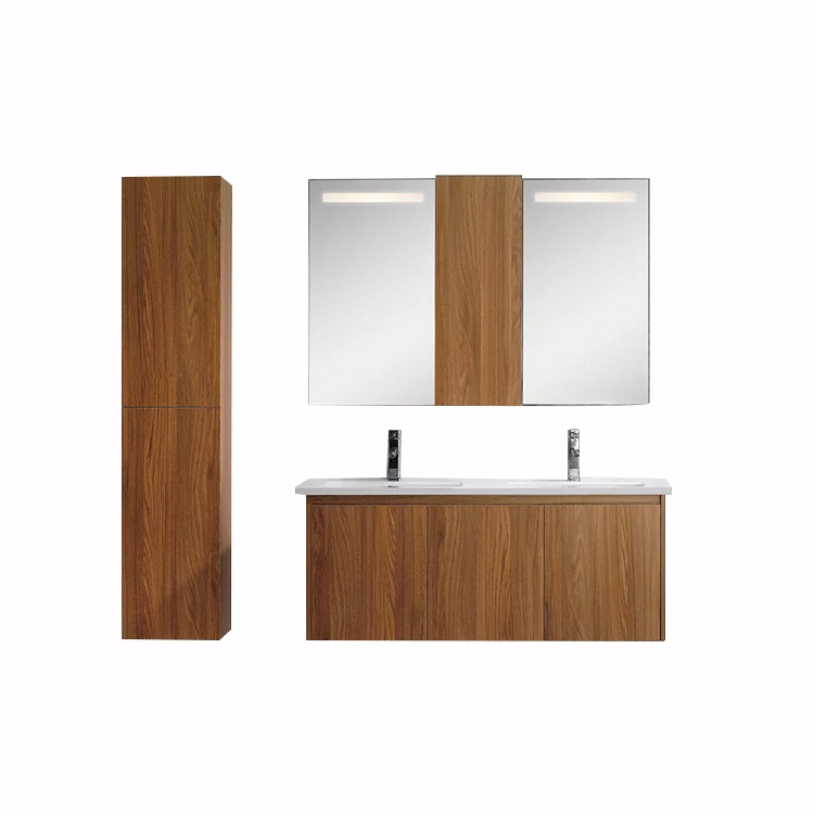 Led Light Double Sink Luxury Bathroom Furniture Wash Basin