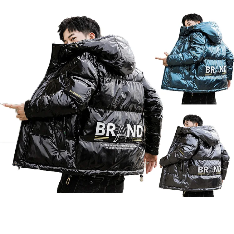 

Custom Winter Jacket Shiny Puffer Coat New Fashion Puffer Jacket With Hood For Mens, Customized colors