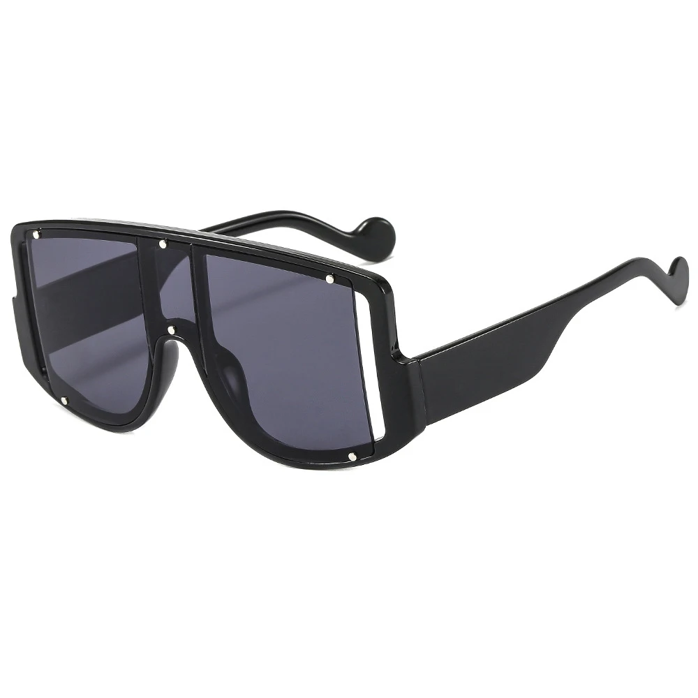 

New Personality Pc Big Frame Fashion Rivet Hip Hop Men And Women Vintage Sunglass Uv400 Sun Luxury Trendy Sunglasses