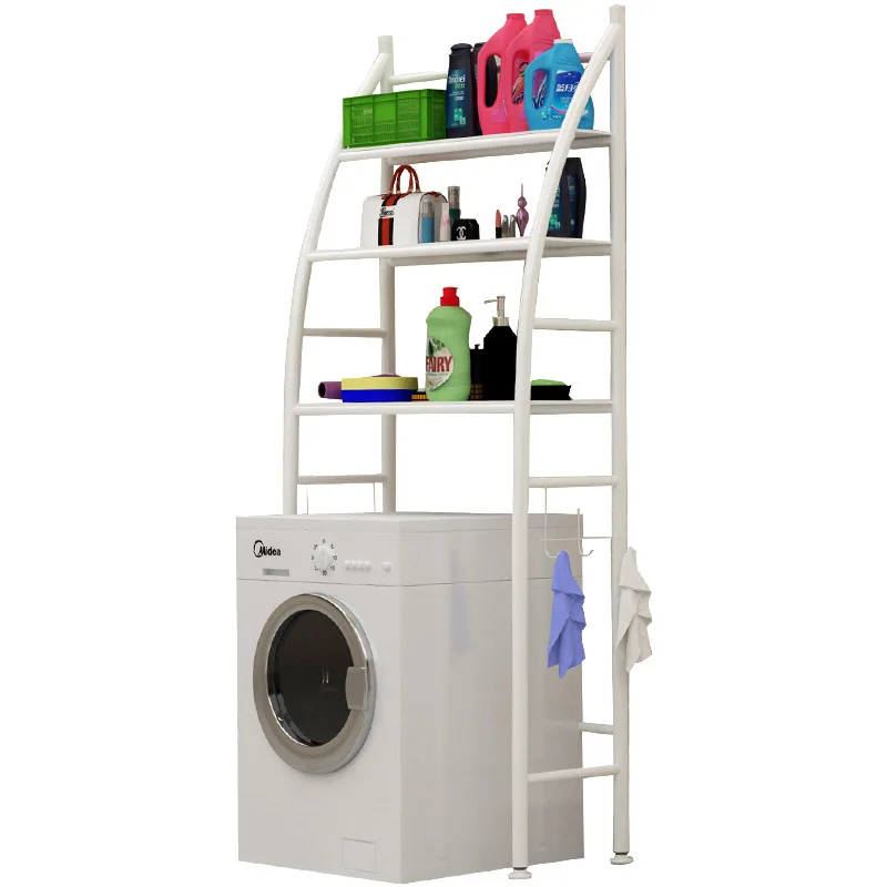 

China factory 3 layers metal shelf over washing machine space saving storage rack for bath room, White