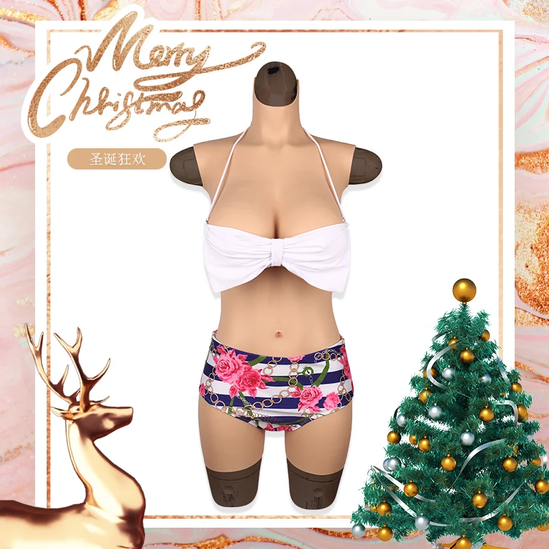 

Silicone Female Faux Fullbody Suit Short Pants CD TD Transgender Pussy Breast Form Crossdresser Bodysuit, Nude skin (other color)