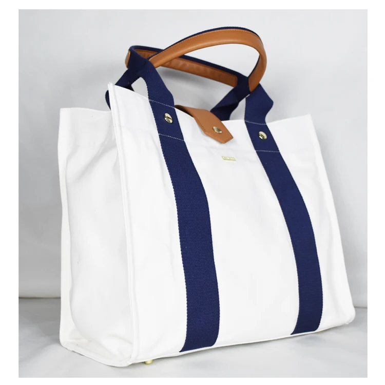 

New Arrival Cotton Strap Women Canvas Leather Tote Bags