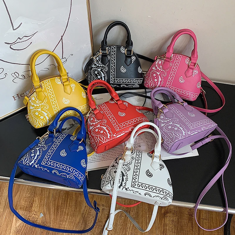 

BB69 Fashion Printed PU Handbags For Women Shoulder Bandana Bag New Purse, As picture or custom