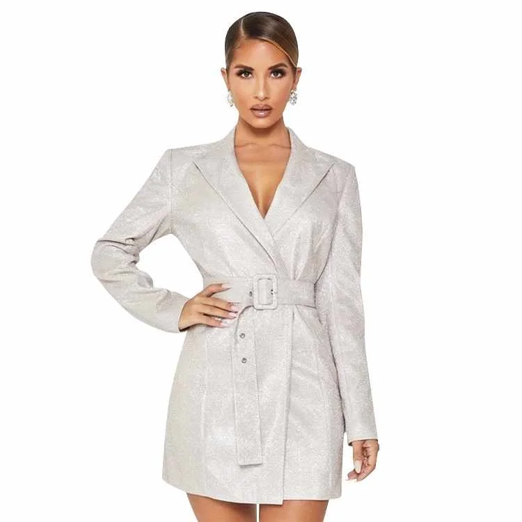 

Lady's V-neck Sexy Long Sleeve Plus Size Ladies Coats For Ladies Mini Short Skirt