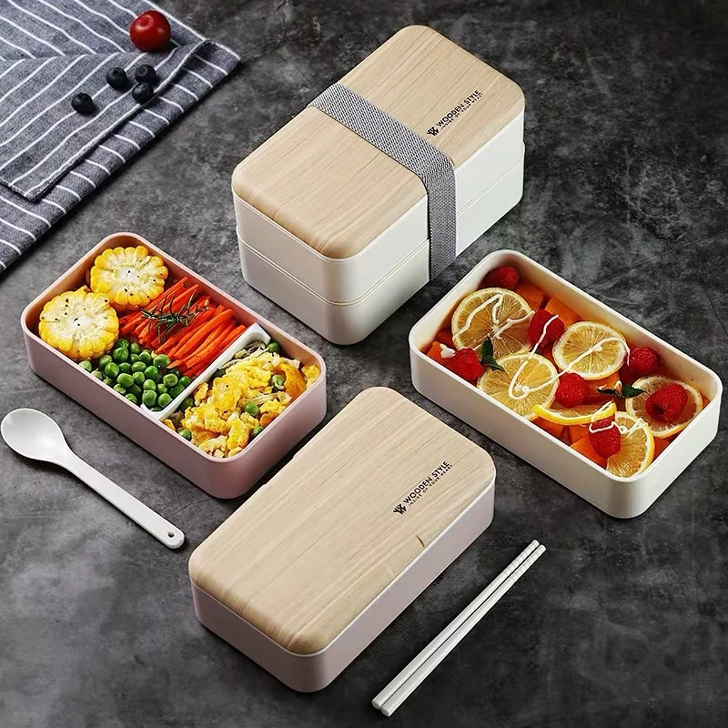 

Japanese-style Lunch Box Double-layer Separated Bento Box Portable Microwave Lunchbox For Office Worker Children Food Box