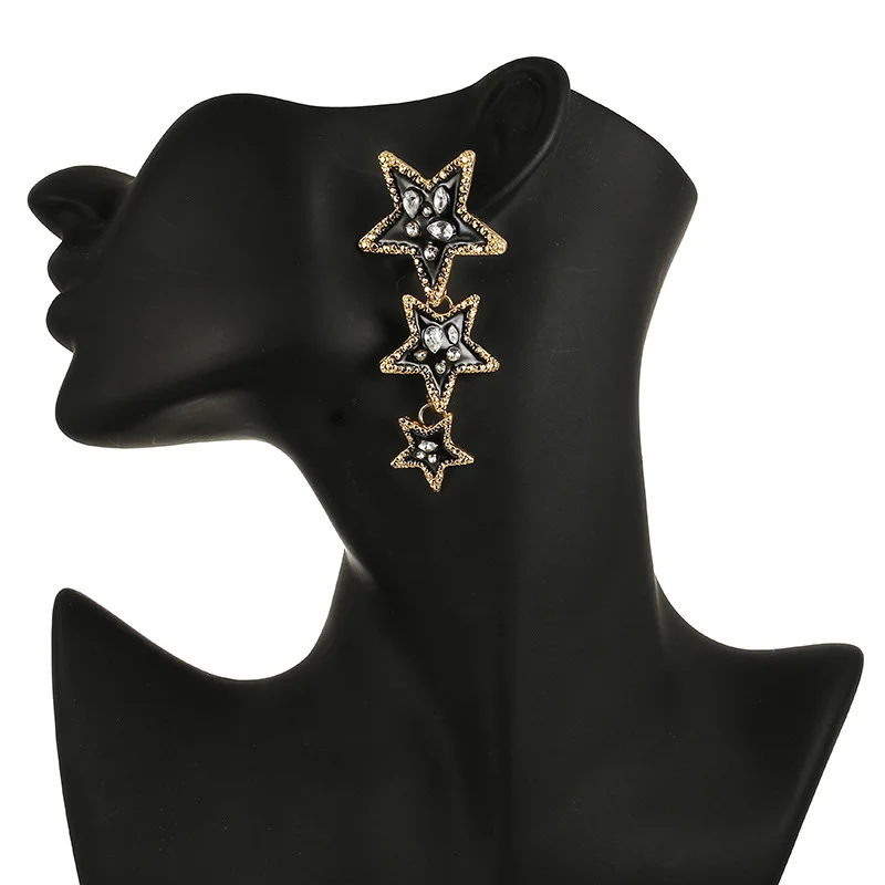 

Star shape charm alloy pendant earring for women diamond earrings