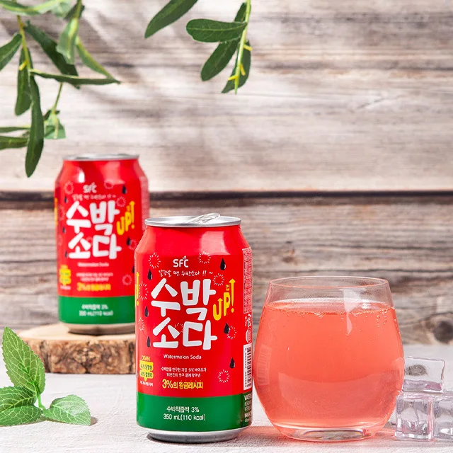 
Korean Fruit flavor Sparkling Canned Drink Watermelon Soda 350ml made in Korea 