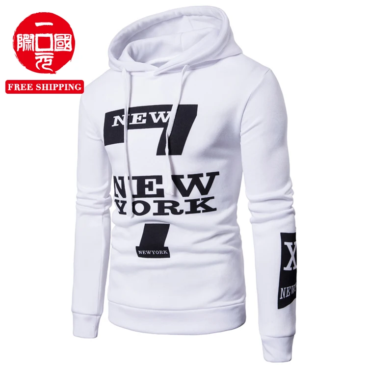 

2021 casual European code new men's fashion New York solid color letter printed sweater hoodie
