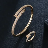 

Luxury Brand Copper Gold Jewelry Bangle Ring Anniversary Jewelry Europe Design Cubic Zircon Bracelet Bijoux Love Bangles