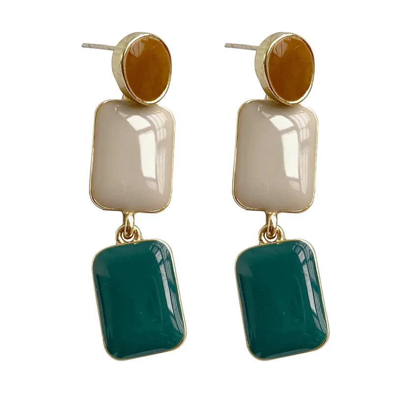 

New Trendy Enamel Color Matching Earrings Exquisite Temperament Dangle Drop Earring Women Jewelry Accessories 202103
