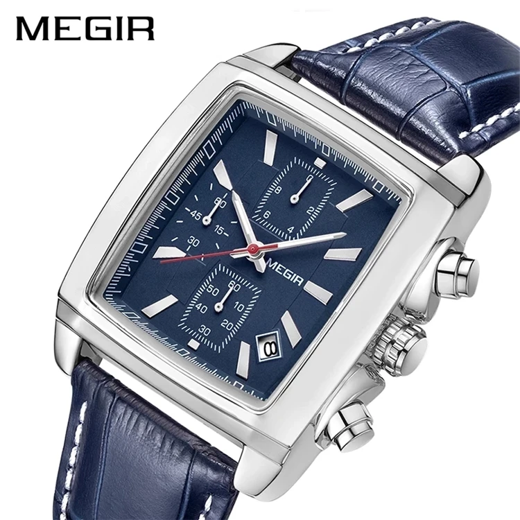 

MEGIR Watch Men Chronograph Military Male Clock Top Brand Luxury Genuine Leather Classic Man Sport Wristwatch 2028