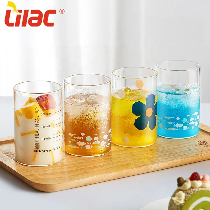 

Lilac FREE Sample 240ml/280ml/360ml/430ml summer glassware custom printed drinkware fruit glass hot/thermal/cool/cold drink cup