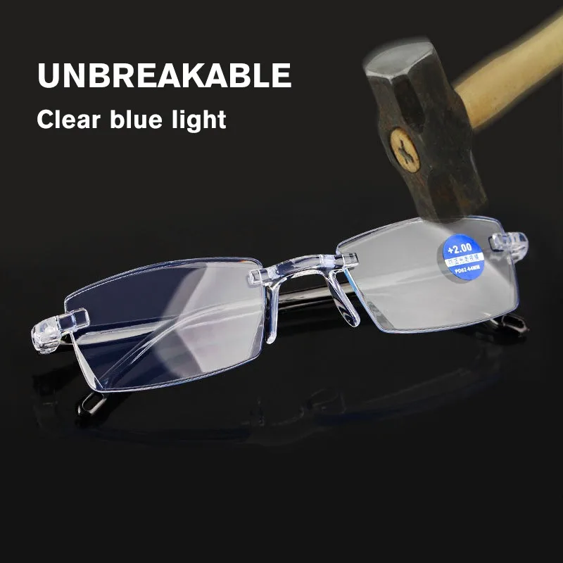 

Ultralight Rimless Reading Glasses Anti Blue Light Radiation Computer Presbyopia Readers Reading Glasses 1.0 To 4.0