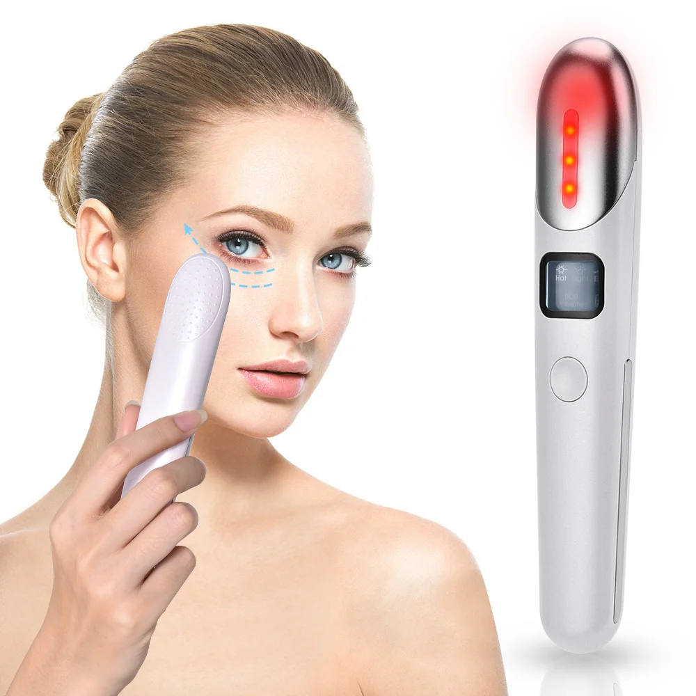 

Wholesale Beauty Eye Massage Pen Ionic Eyes Facial Massager Wand with heating, White