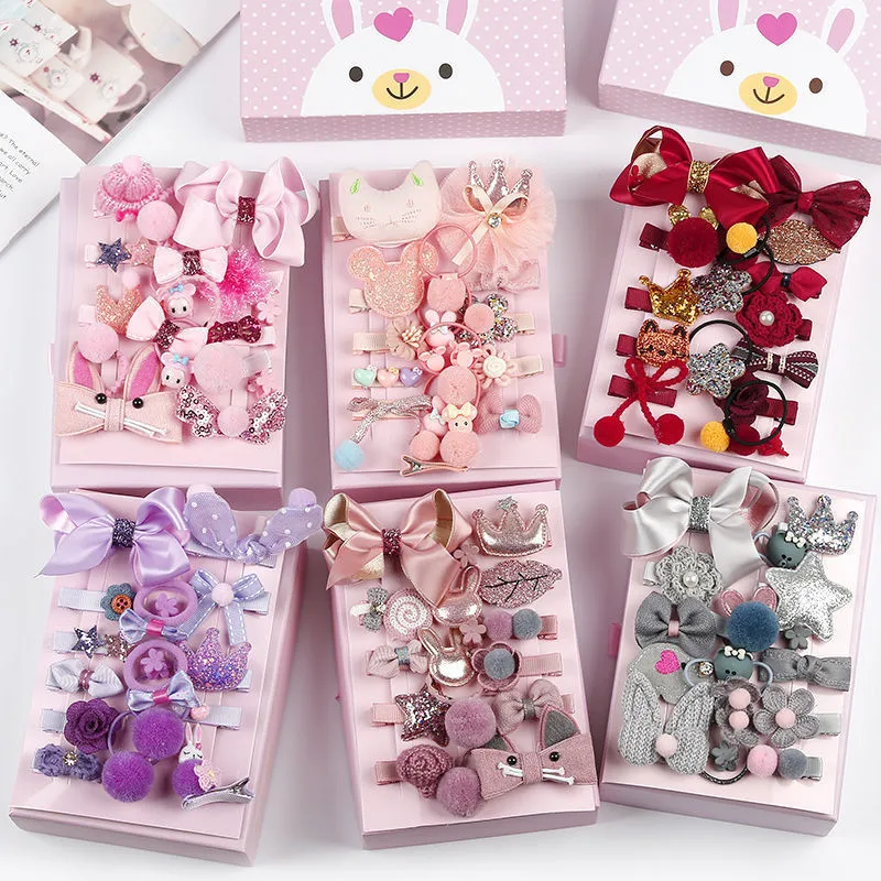 

18-piece girl headdress baby princess super fairy cute little girl hairpin box children hair accessory set