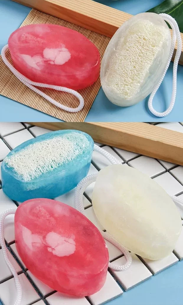 2 in 1 neutral loofah bath soap with eco-friendly unbleached