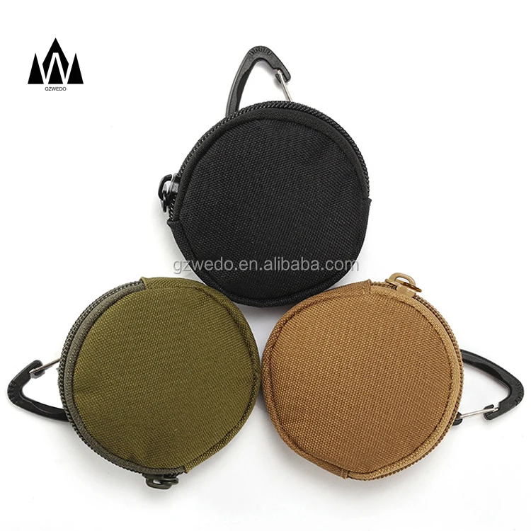 

EDC Mini Key Holder Men Small Pocket Circle Coin Key Chain Pouch Wallets with Zipper for Earphone