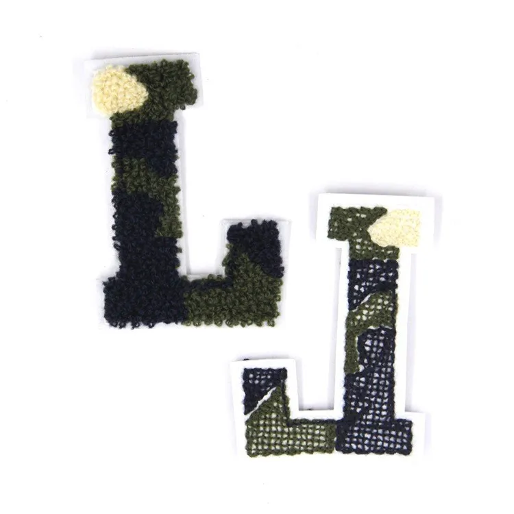

2021 New Products Wholesale Towelling Embroidery Fabric Sew On Clothing Chenille Letter Patch, Custom color