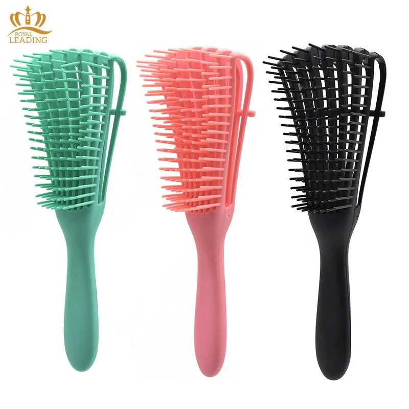 

High Quality Women Professional Detangling Hair Brush For Afro America 3A To 4C Kinky Wavy Curly Coily, Pink,green,black,purple