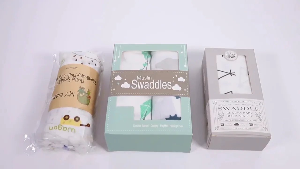 Print Design Muslin Swaddle Wrap 47" X 47" 100 Bamboo Organic Cotton