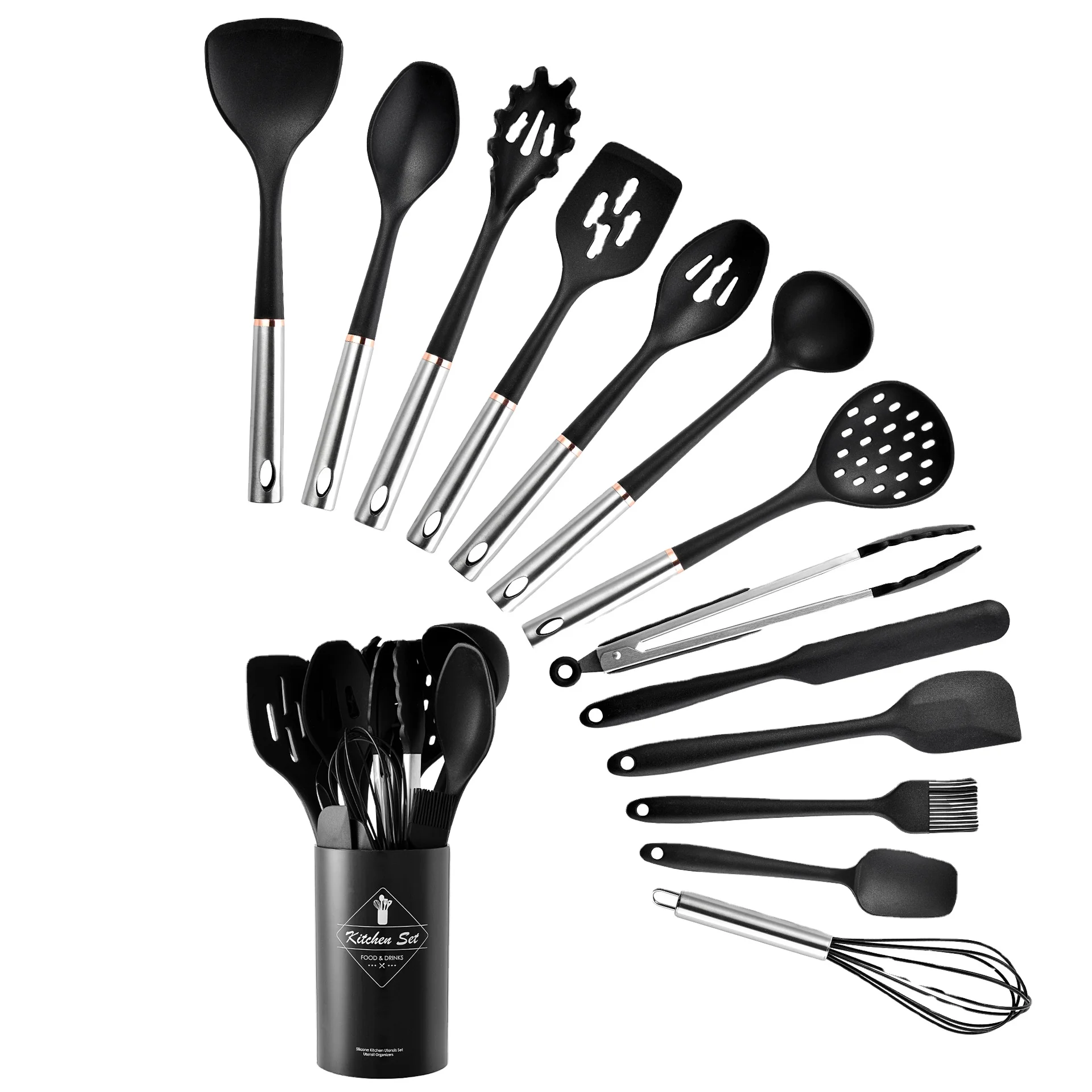 

kitchen supplies & cooking tools 11/12/13/14/15 pcs cooking utensils set tool in kitchen, Red,black,green,pink,custom welcome